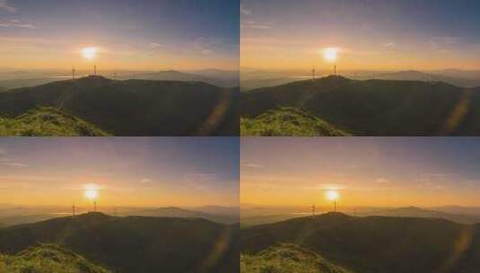 6k60p风力发电站山川夕阳延时高清在线视频素材下载