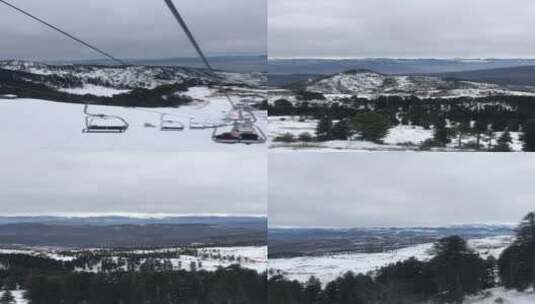 冬天雪山上的缆车航拍高清在线视频素材下载
