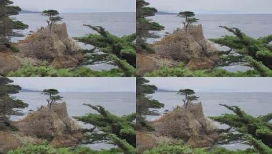 岩石海岸的岩石景色高清在线视频素材下载