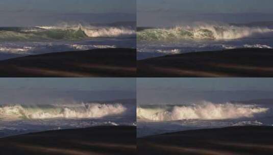 波浪以慢动作滚进海滩高清在线视频素材下载