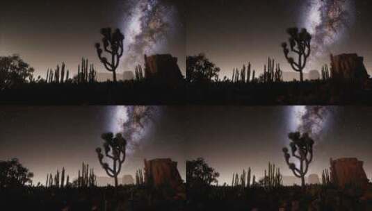 延时拍摄沙漠上空的星空景观高清在线视频素材下载
