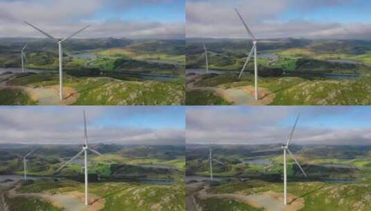 航拍风力发电厂景观高清在线视频素材下载