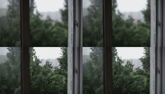 大雨从开着的窗户下下来高清在线视频素材下载