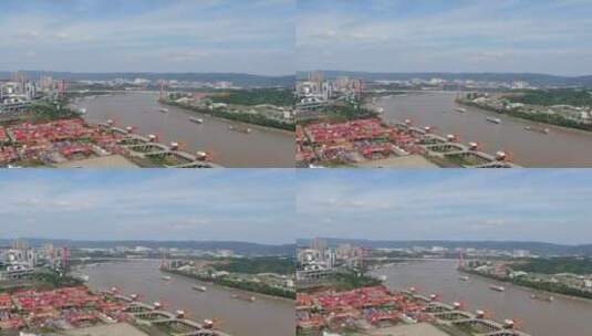 中国重庆城市风光航拍4K重庆码头高清在线视频素材下载