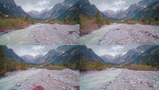 雪山上流动的河流高清在线视频素材下载