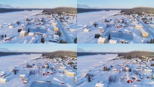 瑞典基律纳寒冷城镇森林附近的家园高清在线视频素材下载
