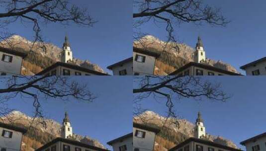 瑞士山山脚下的建筑高清在线视频素材下载