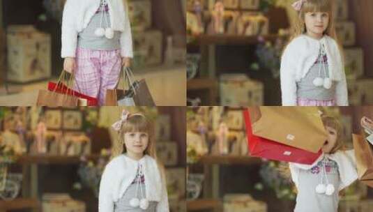 在商店购物的小女孩高清在线视频素材下载