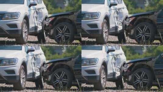 汽车相撞后的状态特写镜头高清在线视频素材下载