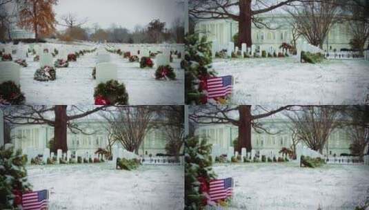 大雪覆盖的阿灵顿国家公墓高清在线视频素材下载