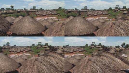 乌干达非洲传统村庄屋顶高清在线视频素材下载