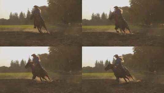 女人骑马的慢动作镜头高清在线视频素材下载
