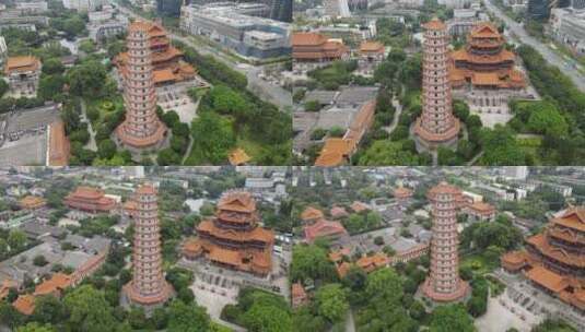 航拍福建福州西禅古寺历史文化建筑高清在线视频素材下载