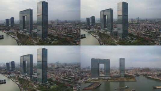 2022广州之窗城市珠江新城航拍洛溪高清在线视频素材下载