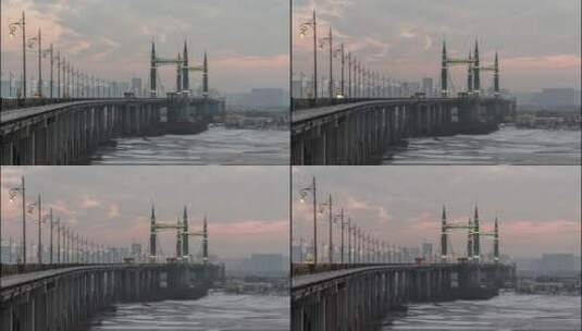 4K哈尔滨阳明滩大桥延时摄影高清在线视频素材下载