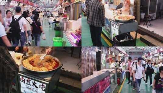 中国特色传统小吃街实拍素材高清在线视频素材下载