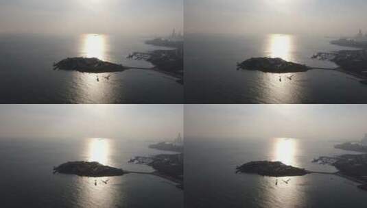 航拍青岛海滨城市海岸线高清在线视频素材下载