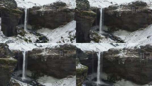 冬天河尾的瀑布高清在线视频素材下载