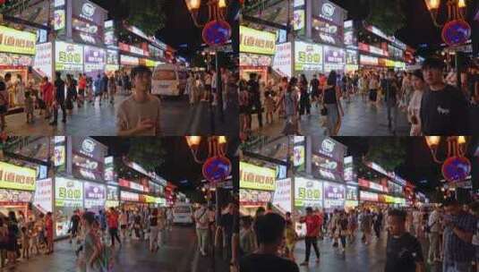 重庆解放碑小吃街高清在线视频素材下载