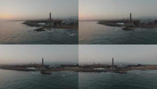 日落时的海边酒店高清在线视频素材下载