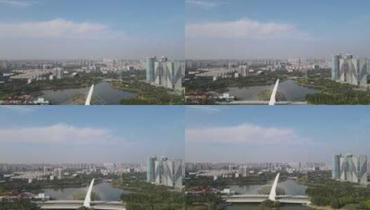 城市航拍郑州龙子湖金融中心高清在线视频素材下载