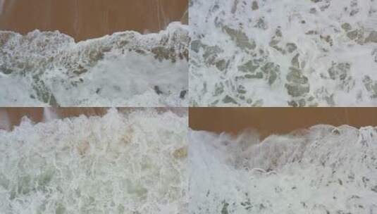 俯视航拍海浪沙滩高清在线视频素材下载
