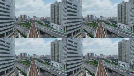 上海徐家汇航拍空镜高清在线视频素材下载
