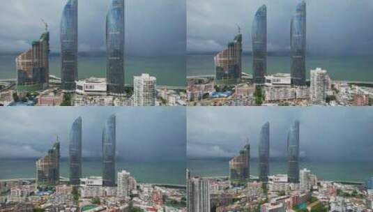 厦门航拍世贸海峡大厦风光高清在线视频素材下载