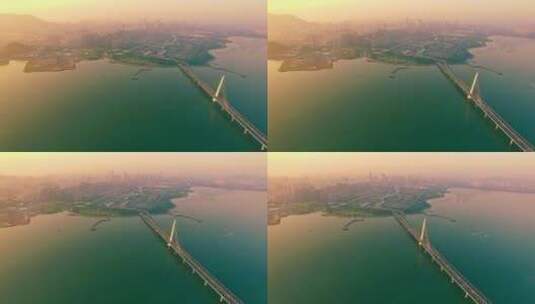 航拍深圳湾跨海大桥高清在线视频素材下载