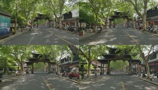 杭州老城区的梧桐树马路高清在线视频素材下载