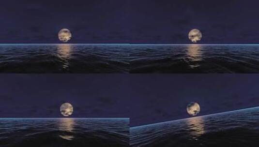 海面月亮高清在线视频素材下载