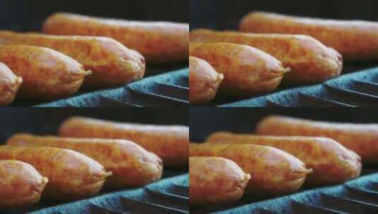 烤架上的香肠高清在线视频素材下载