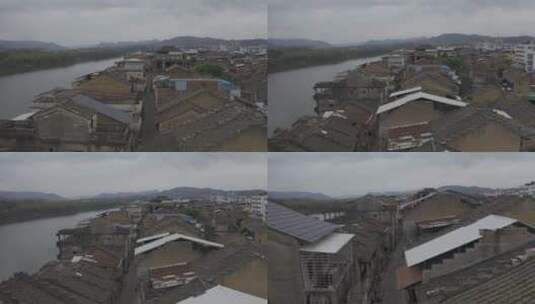 梅州市松口古镇航拍景观高清在线视频素材下载