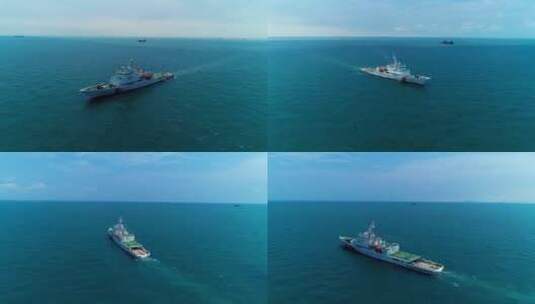 远海巡逻的海巡海警船高清在线视频素材下载