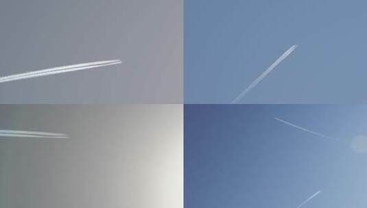 【合集】4K飞机拉线-蓝天飞机飞过高清在线视频素材下载