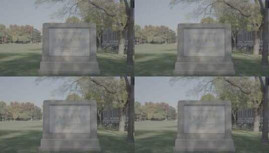清华大学早期建筑石碑高清在线视频素材下载