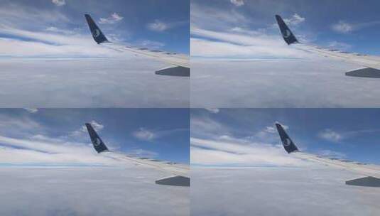 山东航空飞机窗外的云海风光高清在线视频素材下载