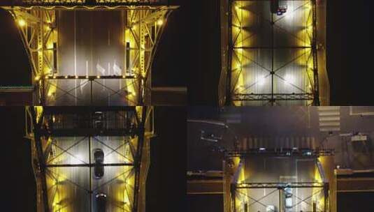 0073高清4k航拍天津海河地标解放桥夜景车流高清在线视频素材下载