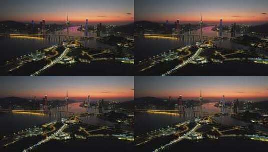 原创 澳门旅游塔地标建筑航拍城市夜景风光高清在线视频素材下载