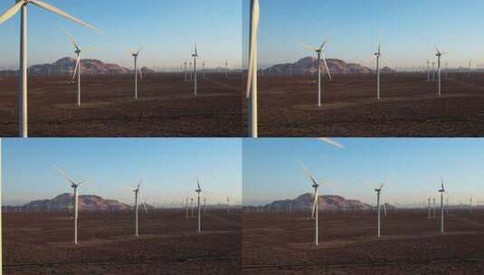 沙漠的风力涡轮机高清在线视频素材下载