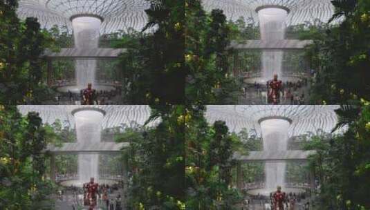 新加坡机场星耀樟宜室内喷泉高清在线视频素材下载