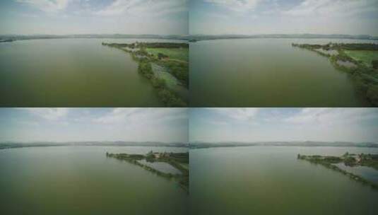 武汉城中湖面航拍高清在线视频素材下载