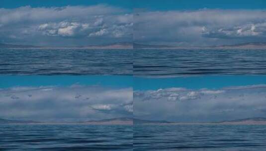 青海湖延时、蓝色湖水、蓝天白云高清在线视频素材下载