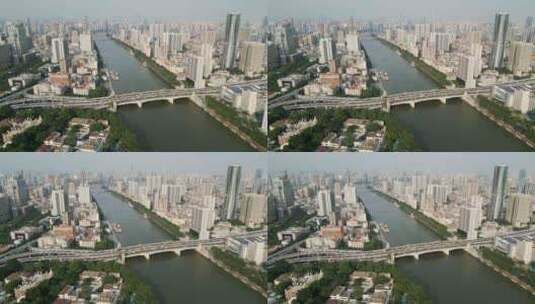 航拍广州人民桥老城区全景城市建设高清在线视频素材下载