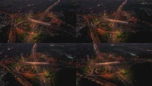 航拍上海蕰川路外环高速路立交桥高清在线视频素材下载