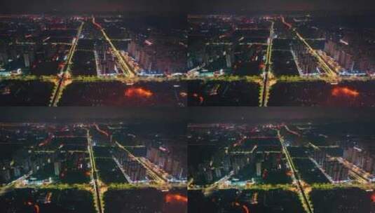 城市夜景建筑大楼航拍高清在线视频素材下载