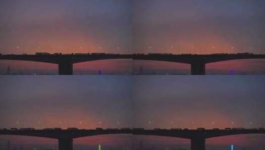 立交桥车流 黄昏日落 桥梁城市交通下沙大桥高清在线视频素材下载