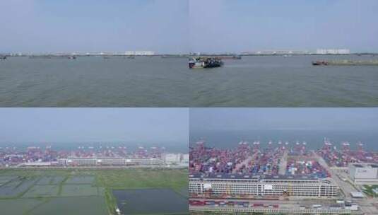 2023广州港南沙港码头集装箱合集高清在线视频素材下载