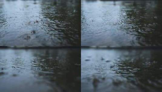 下雨 雨水 水滴 水面雨点  写意 悲伤 伤感高清在线视频素材下载