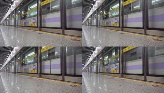 中国上海地铁站内列车行驶高清在线视频素材下载